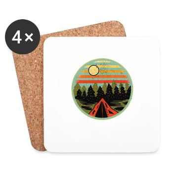Rétro Vintage Nature Lover des années 80 des années 90 Sapin - Dessous de verre (lot de 4) - blanc - Devant