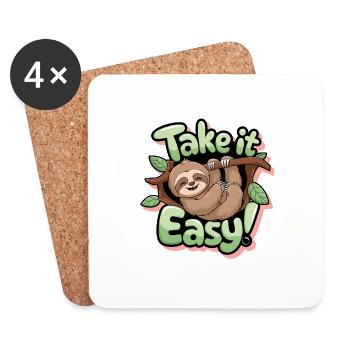 Take It Easy Faultier für einen Faultier Fan - Untersetzer (4er-Set) - Weiß - Vorne