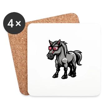 Pferd Comic Cool - Untersetzer (4er-Set) - Weiß - Vorne