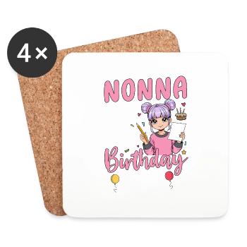 Nonna de la fille d’anniversaire - Dessous de verre (lot de 4) - blanc - Devant