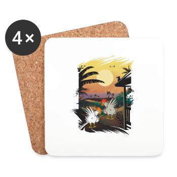 Mexique Poulet Poulets Volaille de ferme Far West - Dessous de verre (lot de 4) - blanc - Devant