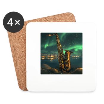 Saxophon - Untersetzer (4er-Set) - Weiß - Vorne