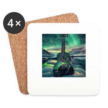 Ukulele - Untersetzer (4er-Set) - Weiß - Vorne