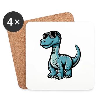 Dinosaur brontosaurus Comic Cool - Coasters (set of 4) - white - Front