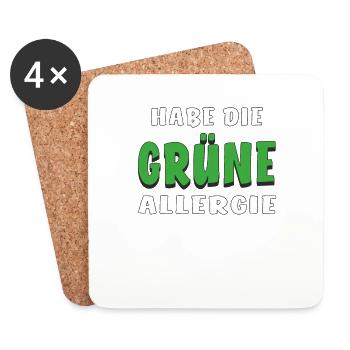HABE DIE GRÜNE ALLERGIE - Untersetzer (4er-Set) - Weiß - Vorne