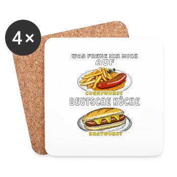 LOOKING FORWARD TO GERMAN CUISINE - Coasters (set of 4) - white - Front