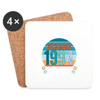 30e anniversaire Décembre 1994 idée Cadeau 30 ans - Dessous de verre (lot de 4) - blanc - Devant
