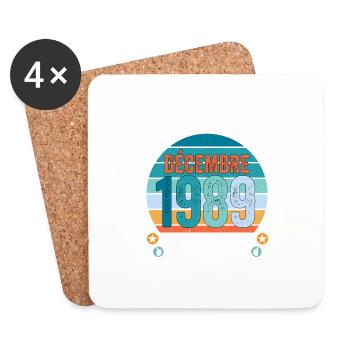 35e anniversaire Décembre 1989 idée Cadeau 35 ans - Dessous de verre (lot de 4) - blanc - Devant