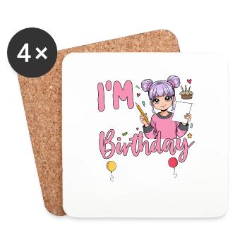 Grandma Of The Birthday Girl - Coasters (set of 4) - white - Front