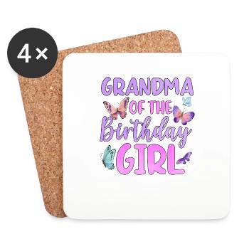 Grand-mère de la fille d’anniversaire - Dessous de verre (lot de 4) - blanc - Devant