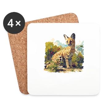 Servale Serval - Coasters (set of 4) - white - Front