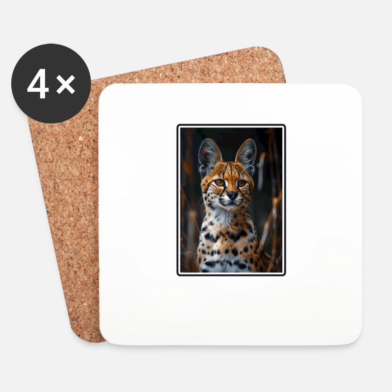 Servale Serval - Untersetzer (4er-Set) - Weiß
