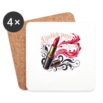 Lippenstift bezahlt meine Rechnungen - Untersetzer (4er-Set) - Weiß - Vorne