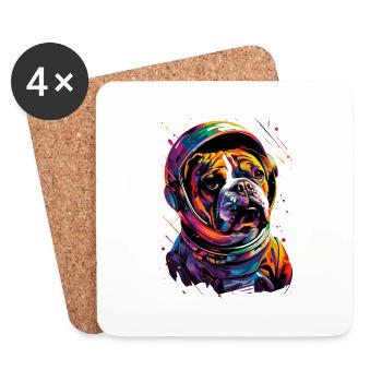 Englische Bulldogge - Untersetzer (4er-Set) - Weiß - Vorne