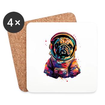 Mops - Untersetzer (4er-Set) - Weiß - Vorne