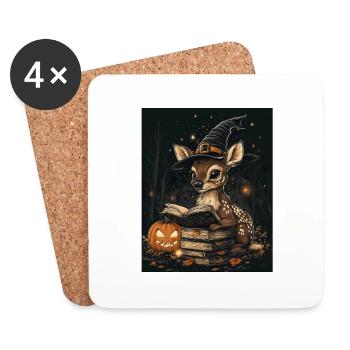 Halloween Geschenk Frauen Reh Männer Kinder Deko - Untersetzer (4er-Set) - Weiß - Vorne