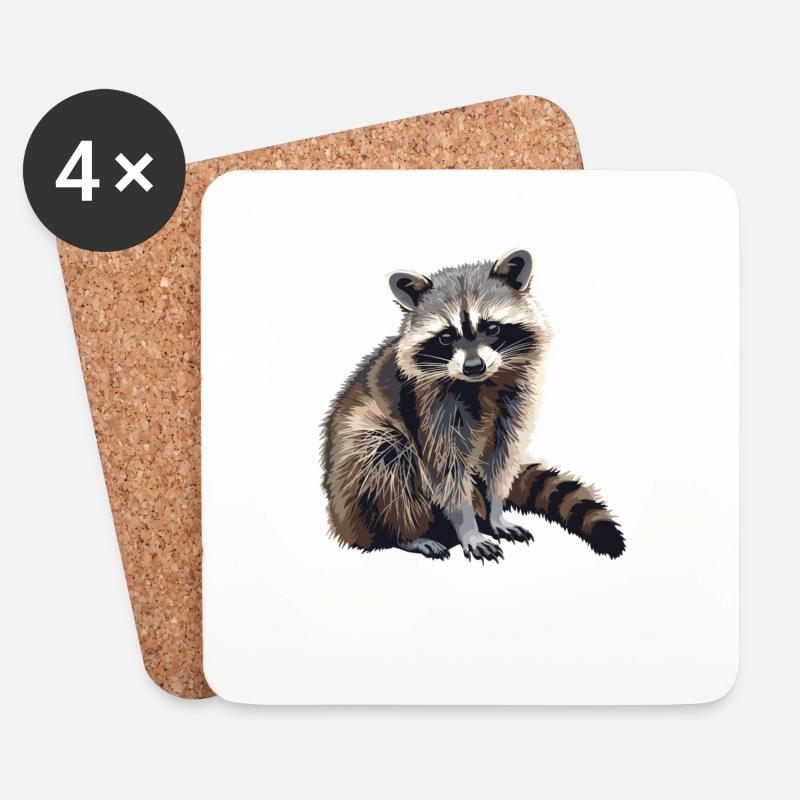 Waschbären Waschbär - Untersetzer (4er-Set) - Weiß