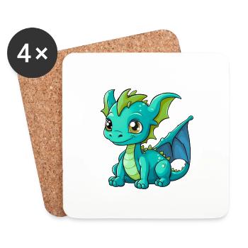 Dragon Dragon Enfant Enfants Bébé Dinos - Dessous de verre (lot de 4) - blanc - Devant
