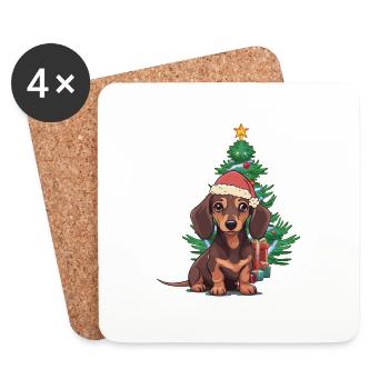 Dachshund Christmas Christmas Xmas Dog Dogs - Coasters (set of 4) - white - Front