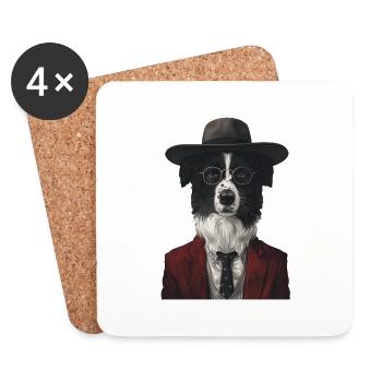 Border Collie - Untersetzer (4er-Set) - Weiß - Vorne