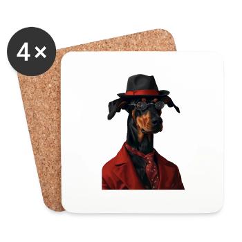 Dobermann - Untersetzer (4er-Set) - Weiß - Vorne
