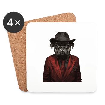 Mops - Untersetzer (4er-Set) - Weiß - Vorne