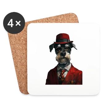 Schnauzer - Untersetzer (4er-Set) - Weiß - Vorne