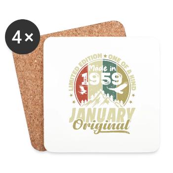 Geburtstag Januar 1959 - Original Januar 1959 - Untersetzer (4er-Set) - Weiß - Vorne