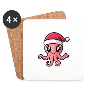 Octopus Christmas - Coasters (set of 4) - white - Front