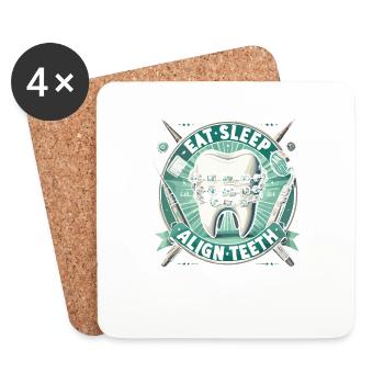 Essen Schlafen Zähne ausrichten - Untersetzer (4er-Set) - Weiß - Vorne