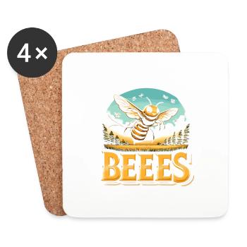 Kenne deine Bienen - Untersetzer (4er-Set) - Weiß - Vorne
