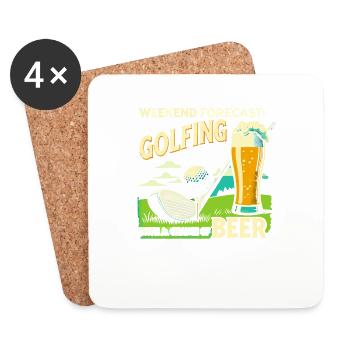 Wochenendvorhersage: Golfen mit einer Chance auf - Untersetzer (4er-Set) - Weiß - Vorne