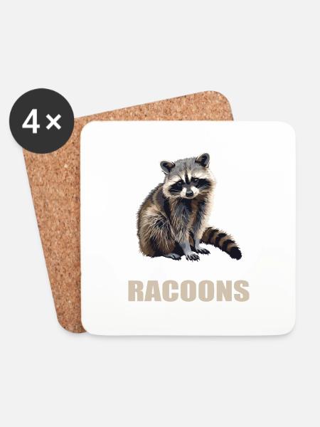 Waschbären Waschbär - Untersetzer (4er-Set) - Weiß