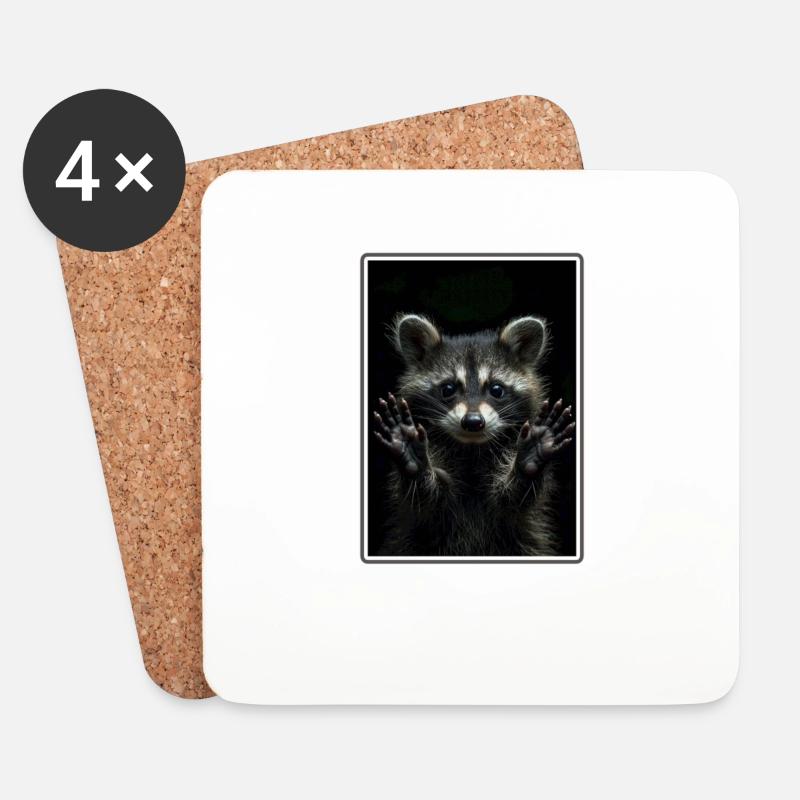 Waschbären Waschbär - Untersetzer (4er-Set) - Weiß