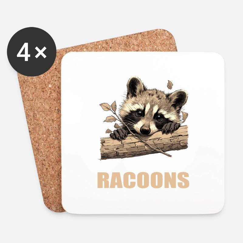 Waschbären Waschbär - Untersetzer (4er-Set) - Weiß