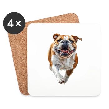 Englische Bulldogge - Untersetzer (4er-Set) - Weiß - Vorne