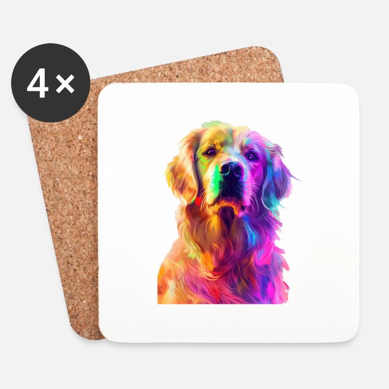 Golden Retriever - Untersetzer (4er-Set) - Weiß