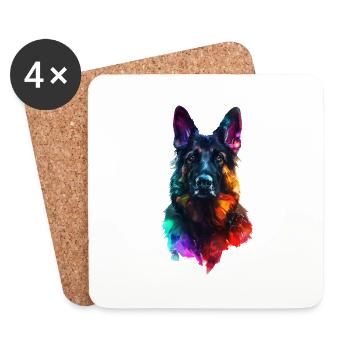 Deutscher Schäferhund - Untersetzer (4er-Set) - Weiß - Vorne