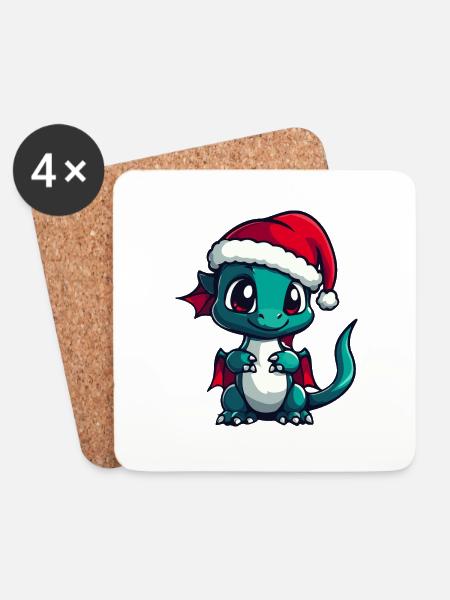 Dragon Christmas - Coasters (set of 4) - white