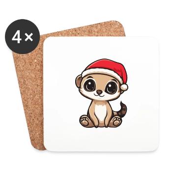 Suricate Noël - Dessous de verre (lot de 4) - blanc - Devant