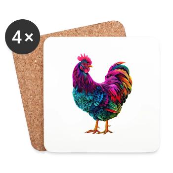 Huhn - Untersetzer (4er-Set) - Weiß - Vorne
