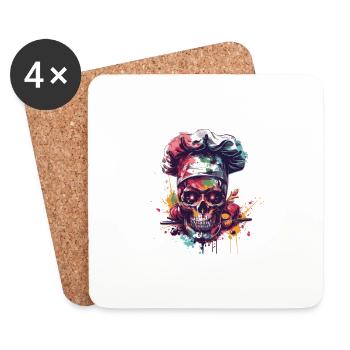 Crâne de chef - Dessous de verre (lot de 4) - blanc - Devant