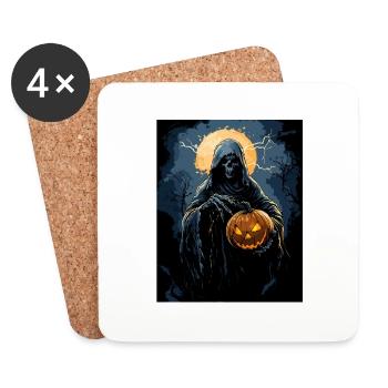 Cadeau d’Halloween Femmes Citrouille Hommes Enfants - Dessous de verre (lot de 4) - blanc - Devant