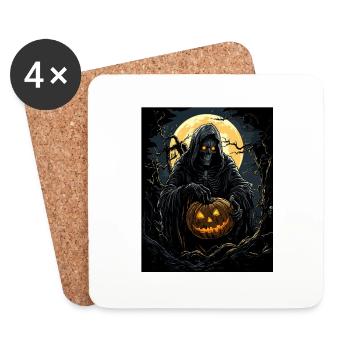 Cadeau d’Halloween Femmes Citrouille Hommes Enfants - Dessous de verre (lot de 4) - blanc - Devant