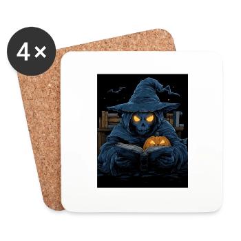 Cadeau d’Halloween Femmes Citrouille Hommes Enfants - Dessous de verre (lot de 4) - blanc - Devant