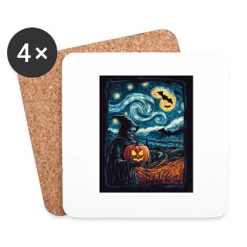 Cadeau d’Halloween Femmes Citrouille Hommes Enfants - Dessous de verre (lot de 4) - blanc - Devant