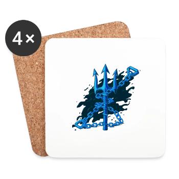 CHAÎNES ENROULÉES AUTOUR DU TRIDENT - Dessous de verre (lot de 4) - blanc - Devant