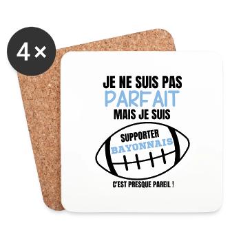 Supporter Bayonnais Rugby - Dessous de verre (lot de 4) - blanc - Devant