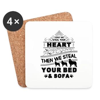 Great Pyrenees Dog Stole Heart - Coasters (set of 4) - white - Front
