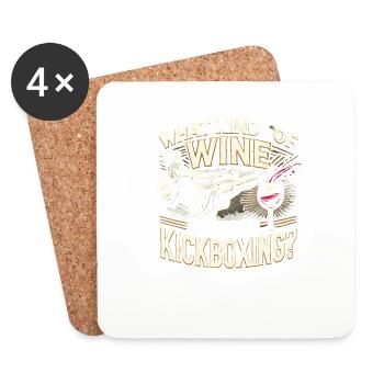Welche Art von Wein passt zum Kickboxen? - Untersetzer (4er-Set) - Weiß - Vorne
